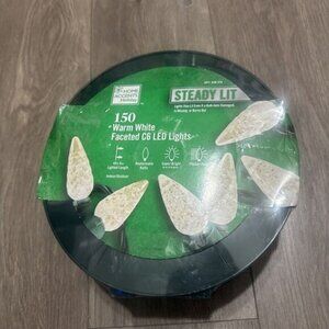 New Home Accents 150 Warm White C6 Faceted Brightness LED Lights Set Christmas